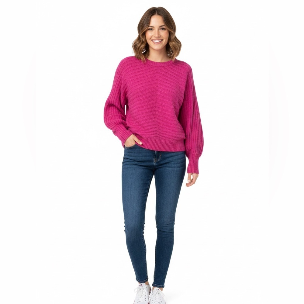 Pink Rose Hot Pink Cropped Knit Sweater Size S
